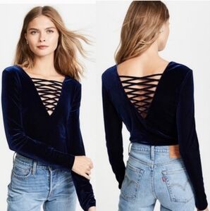 Bailey 44 Midnight Velvet Coven Navy Strappy Top